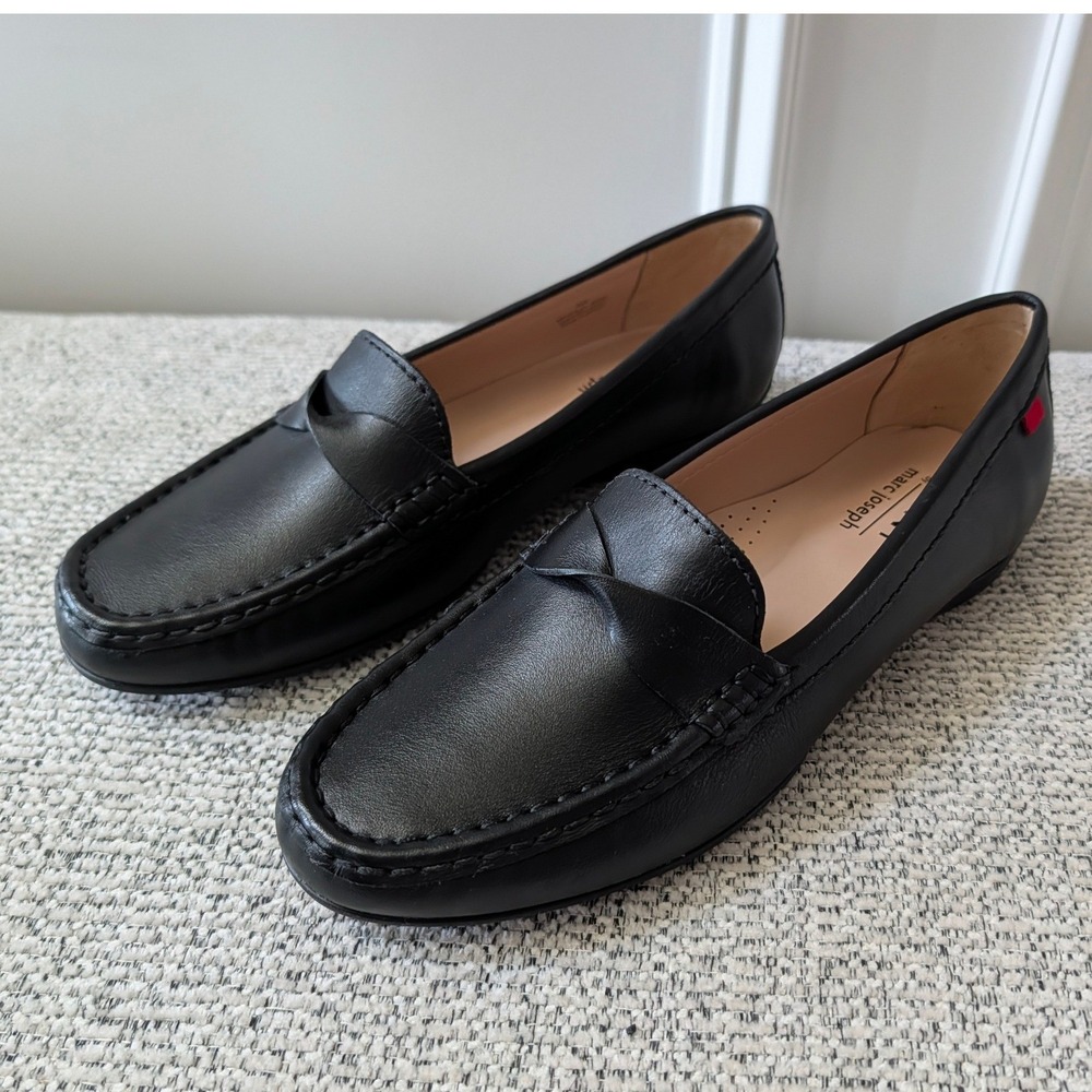 MJNY Marc Joseph New York Women's Black Leather Penny Loafers Shoes Size 9